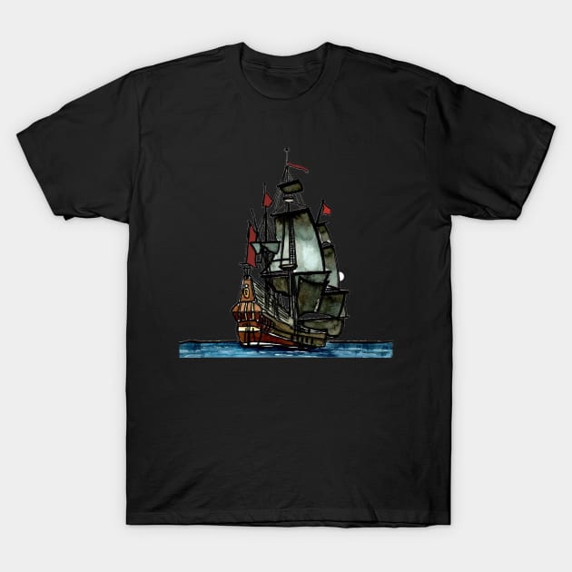 Pirate Ship T-Shirt by Art by Ergate